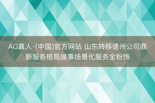 AG真人·(中国)官方网站 山东转移德州公司鼎新服务格局竣事场景化服务全粉饰